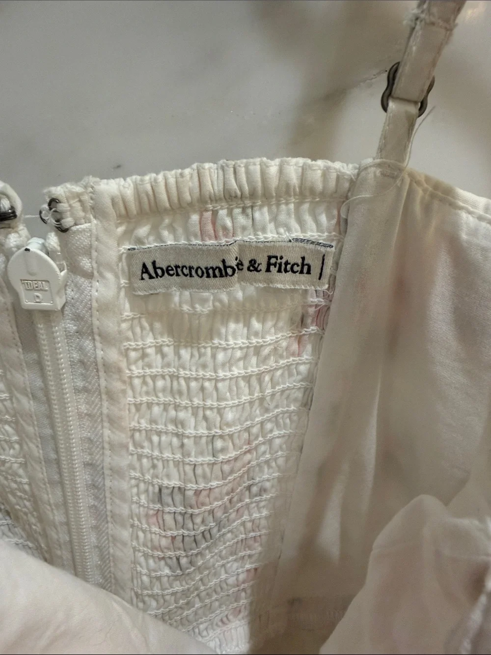 Abercrombie & Fitch Cream Maxi Dress with Pink-Red Floral Print